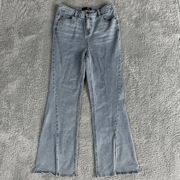 1822 Denim Women Retro 70s Super Flared Jeans Slit Hem Bell Bottom High Rise Y2K - Picture 1 of 16